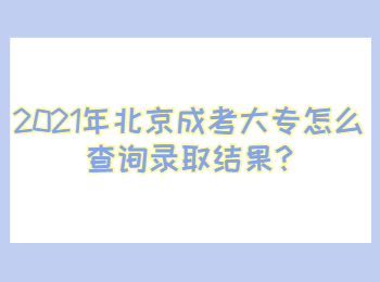 2021年北京成考大专怎么查询录取结果